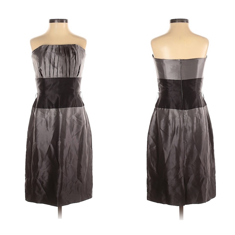 White House Black Market Grey silk dress sz XS 0